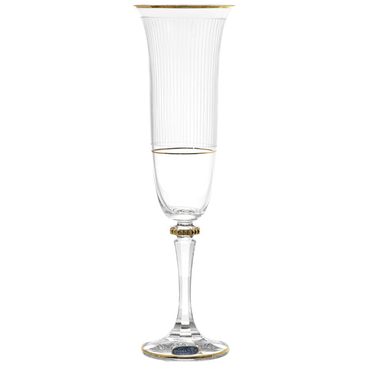 Bohemia Crystal - Flute Glass Set 6 Pieces - Gold - 150ml - 39000778