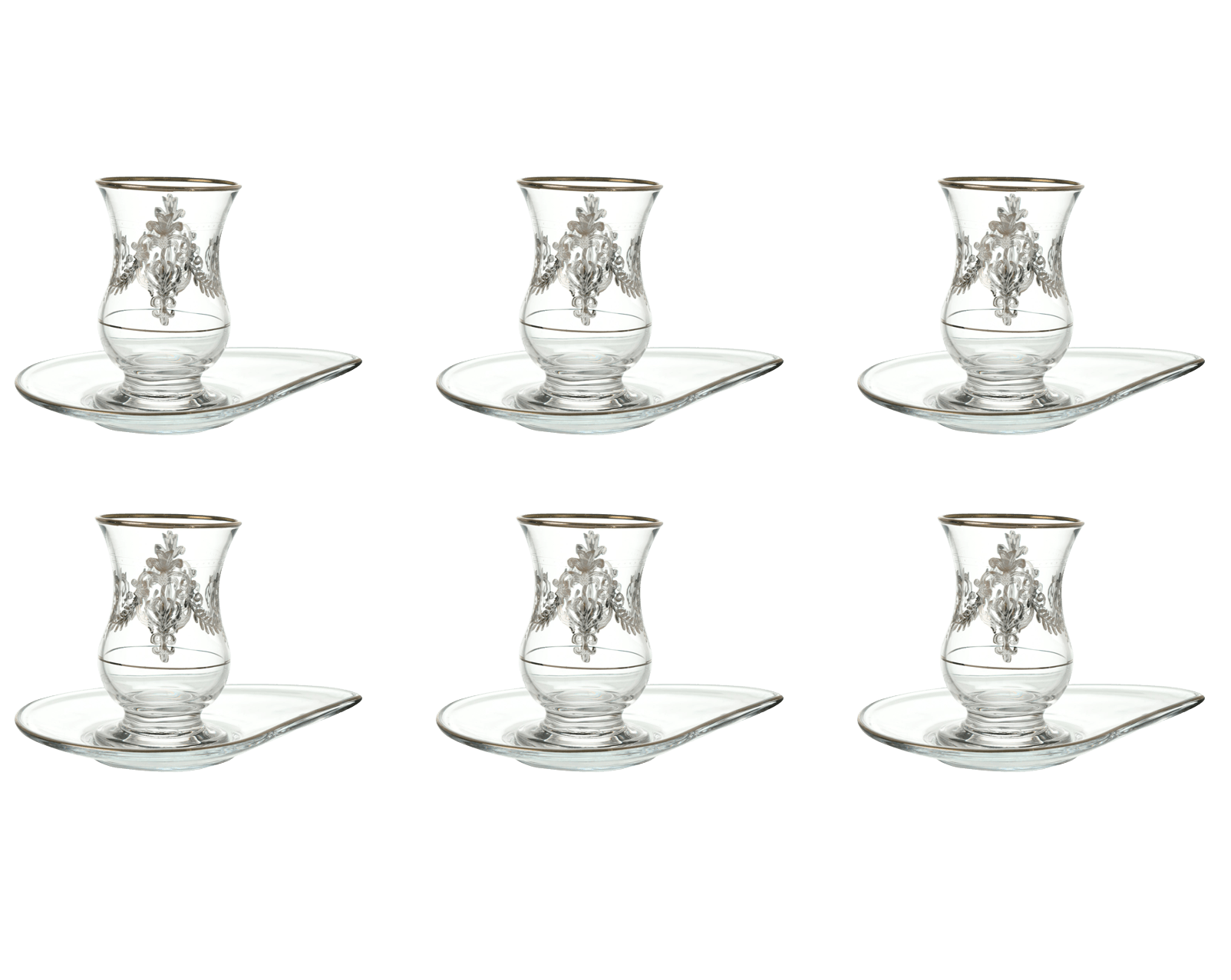 Pasabahce - Istikana Tea Set 6 Pieces - Silver - 100ml - 39000786