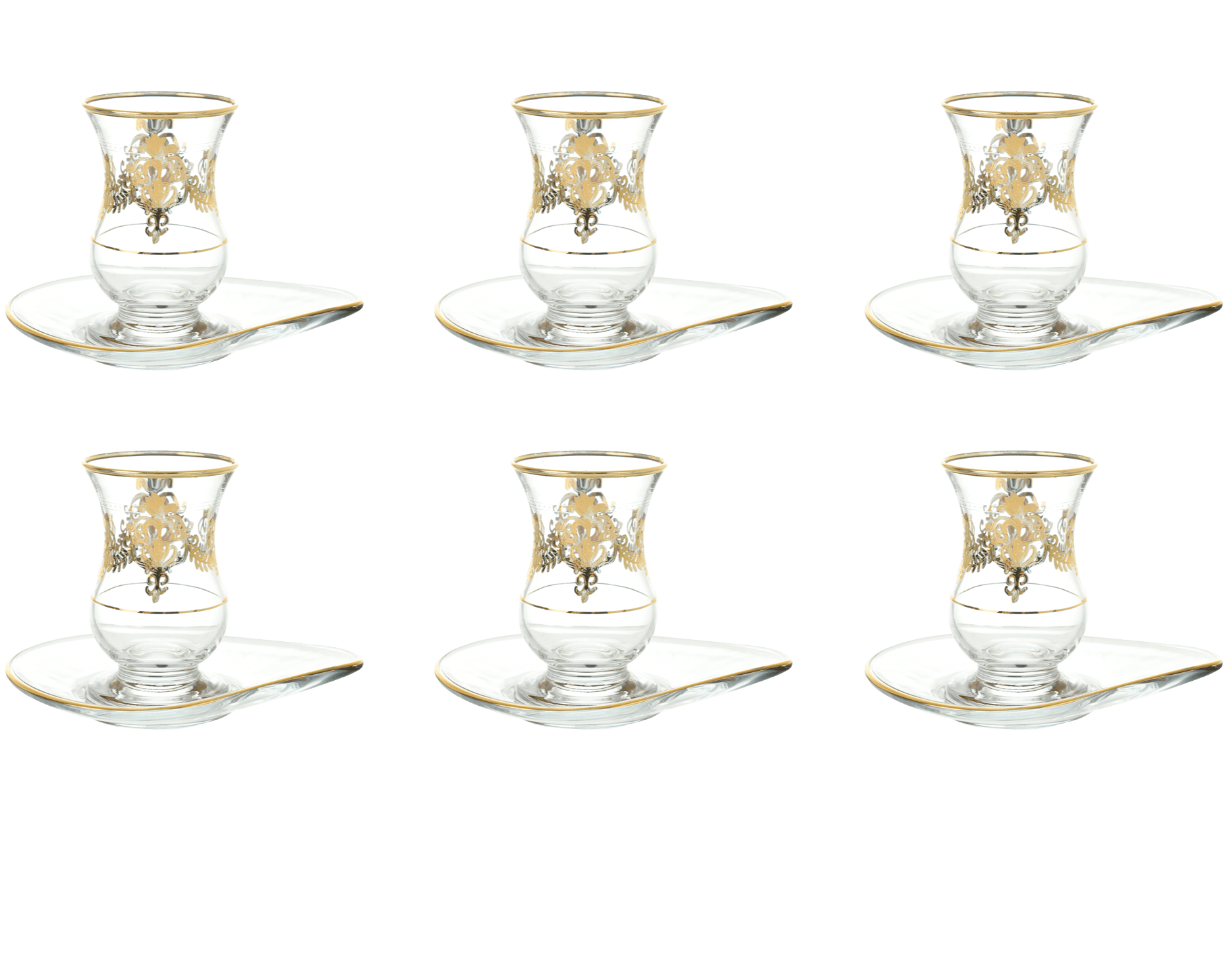 Pasabahce - Istikana Tea Set 6 Pieces - Gold - 100ml