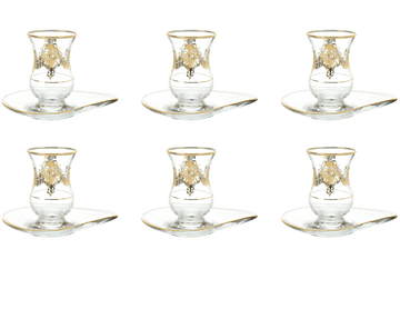 Pasabahce - Istikana Tea Set 6 Pieces - Gold - 100ml - 39000787