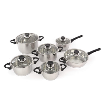 BergHOFF - Cookware Set 12 Pieces with Stay Cool Handles - Stainless Steel - 440001590