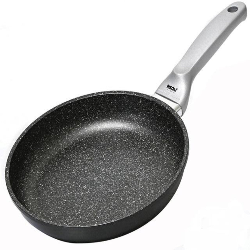 Risoli Granito Fry Pan with Silver Handle 24 cm - Black - 44000332
