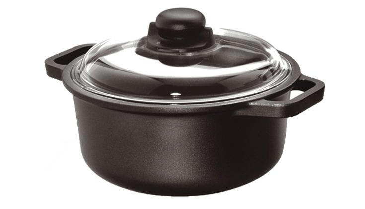 Risoli - Black Plus Pot with Glass Lid - Die Cast Aluminum - 20cm - Black - 44000380