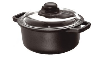 Risoli - Black Plus Pot with Glass Lid - Die Cast Aluminum - 24cm - Black - 44000381