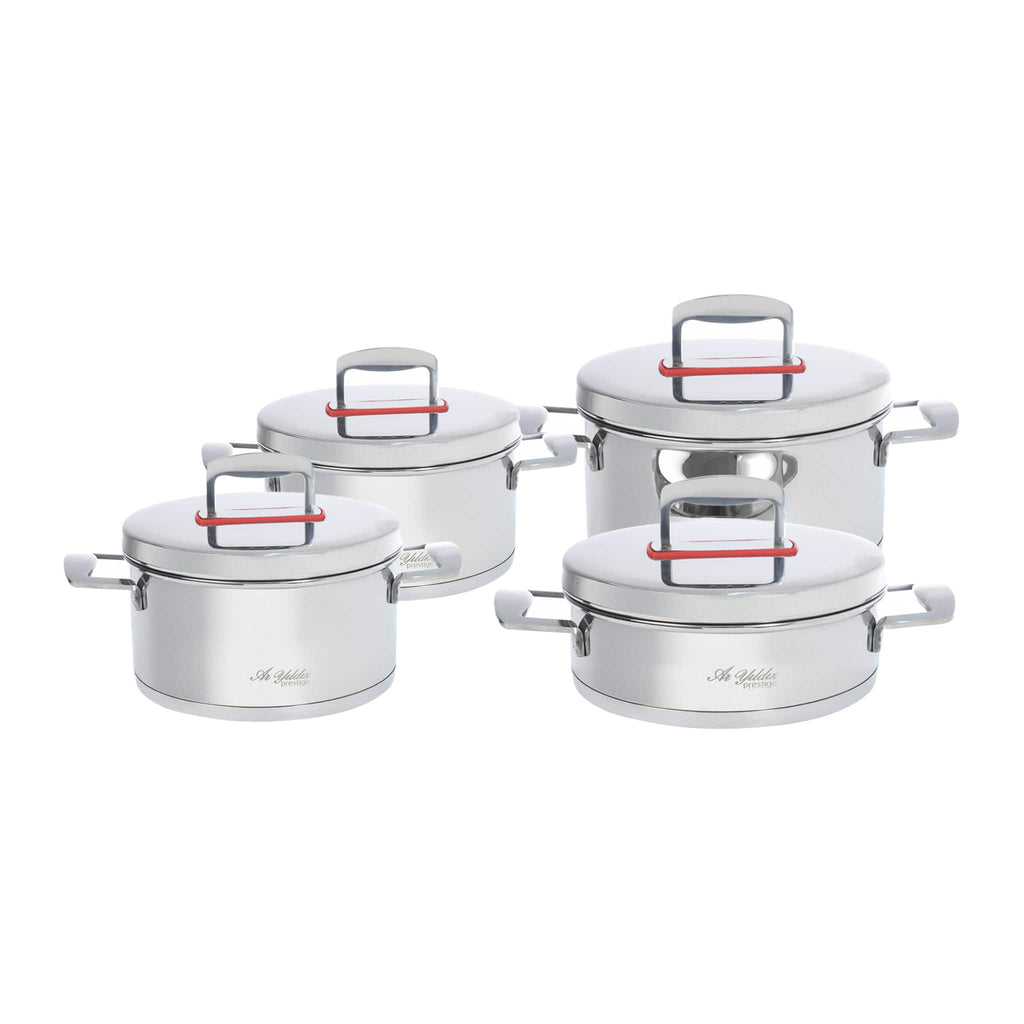 Ar Yildiz - Stainless Steel Cookware Set 8 Pieces - Red - 440008015