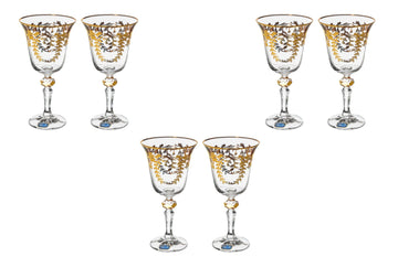 Bohemia Crystal - Goblet Glass Set 6 Pieces Gold - 185ml - 39000661