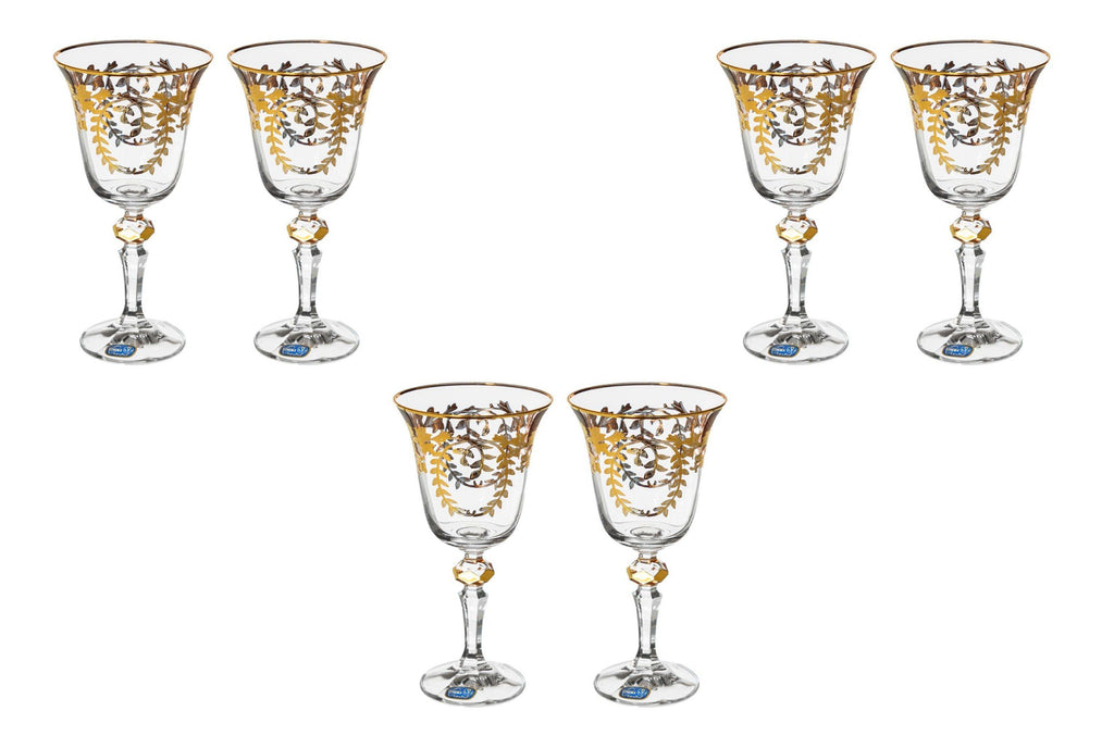 Bohemia Crystal - Goblet Glass Set 6 Pieces Gold - 185ml - 39000661
