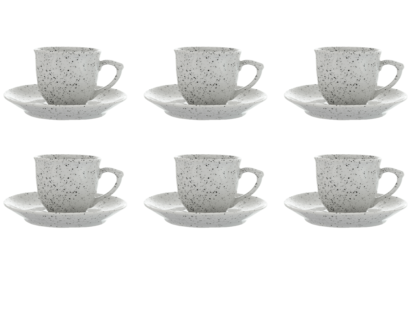 Senzo - Punti- Coffee Cup Set 6 Pieces with Saucer - Black - Porcelain - 165ml - 520001161x6