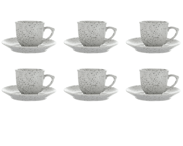 Senzo - Punti- Coffee Cup Set 6 Pieces with Saucer - Black - Porcelain - 165ml - 520001161x6