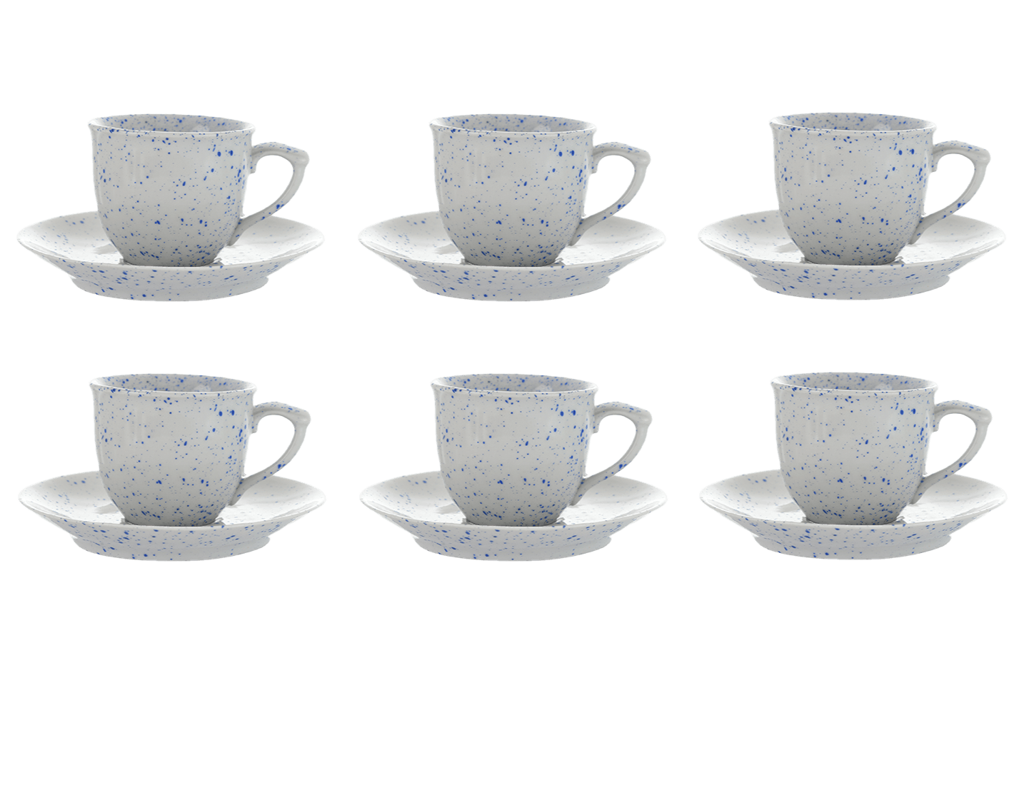 Senzo - Punti - Coffee Cup Set 6 Pieces with Saucer - Blue - Porcelain - 165ml - 520001162x6