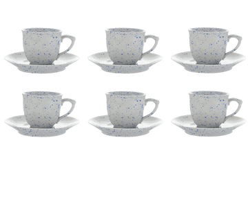 Senzo - Punti - Coffee Cup Set 6 Pieces with Saucer - Blue - Porcelain - 165ml - 520001162x6