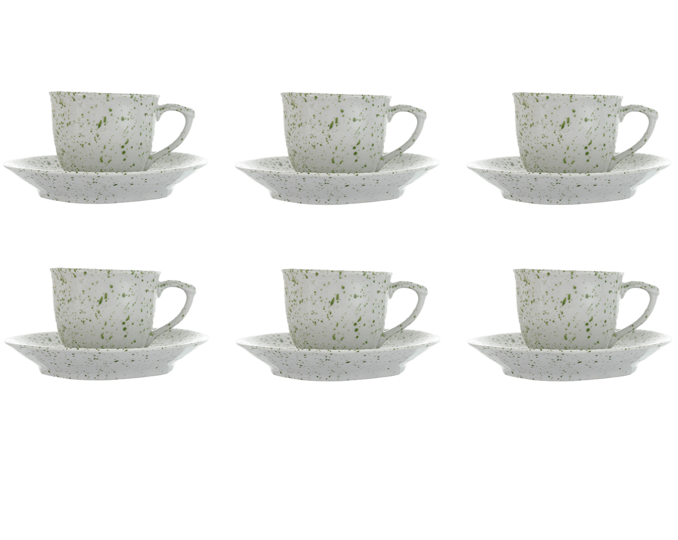 Senzo - Punti - Coffee Cup Set 6 Pieces with Saucer - Green - Porcelain - 165ml - 520001163x6