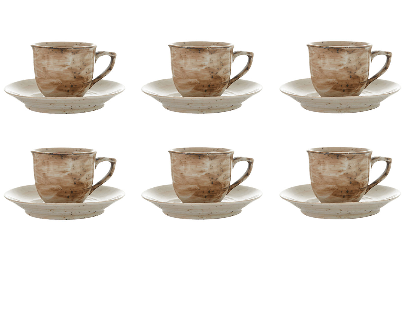 Senzo - Plume - Coffee Cup Set 6 Pieces with Saucer - Beige - Porcelain - 165ml - 520001165x6