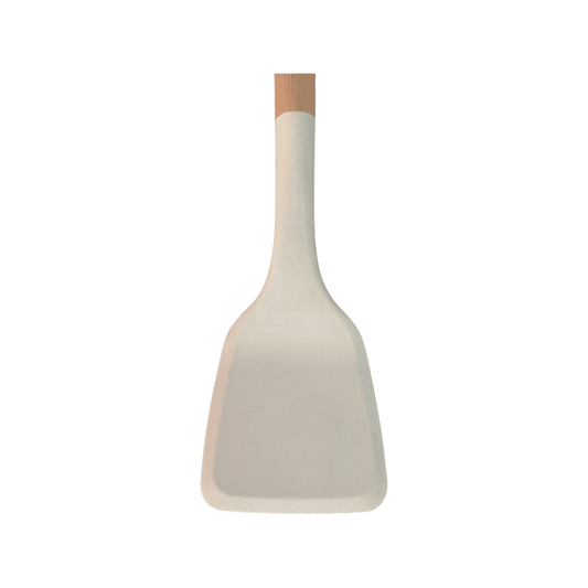 Tessie & Jessie - Silicone Serving Skimmer With Wooden Handle - White - 35x8cm - 520008021