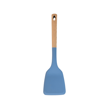 Tessie & Jessie - Silicone Serving Skimmer With Wooden Handle - Blue - 35x8cm - 520008022