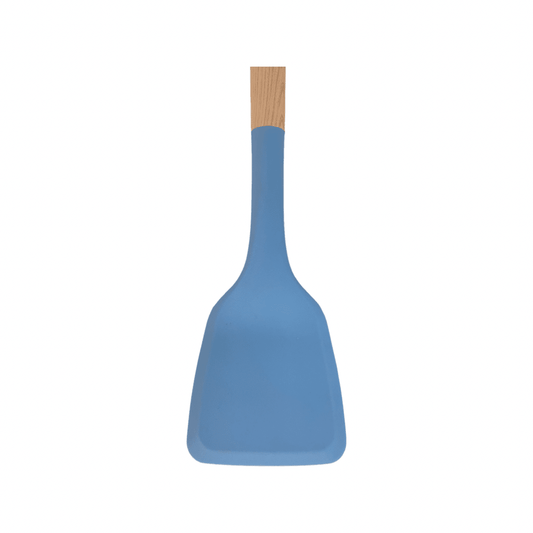 Tessie & Jessie - Silicone Serving Skimmer With Wooden Handle - Blue - 35x8cm - 520008022