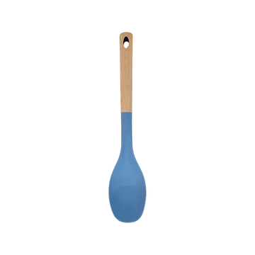 Tessie & Jessie - Silicone Serving Spoon With Wooden Handle - Blue - 35x8cm - 520008026