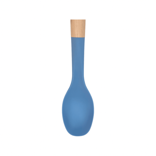 Tessie & Jessie - Silicone Serving Spoon With Wooden Handle - Blue - 35x8cm - 520008026