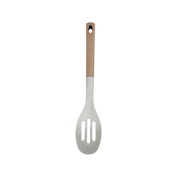 Tessie & Jessie - Silicone Serving Skimmer Spoon With Wooden Handle - White - 34x7cm - 520008027