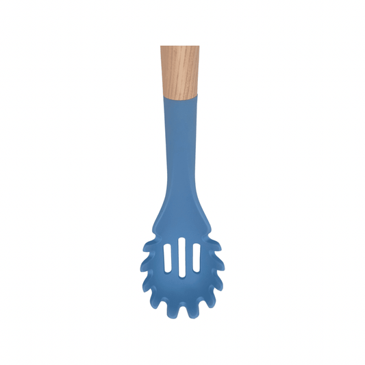 Tessie & Jessie - Silicone Spaghetti Spoon With Wooden Handle - Blue - 35x8cm - 520008030