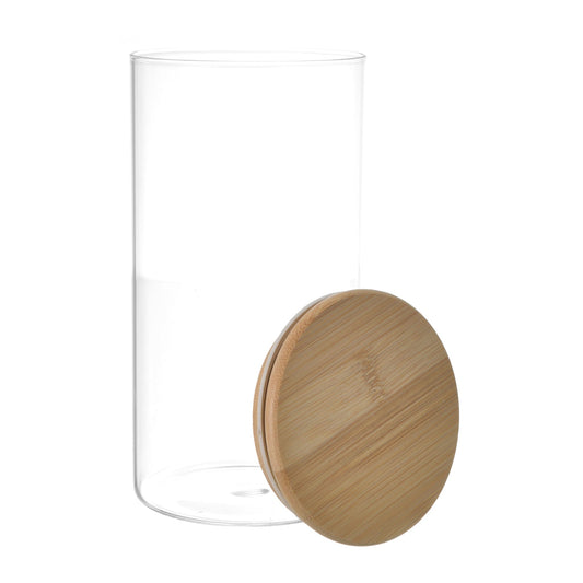 O'lala - Glass Jar with Wooden Cover - White - 10x19cm - 520008043