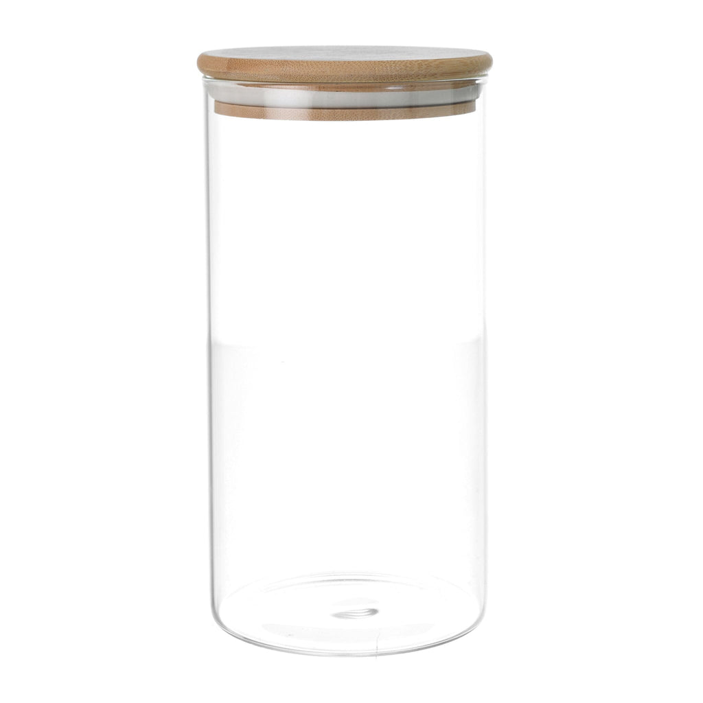O'lala - Glass Jar with Wooden Cover - White - 10x19cm - 520008043