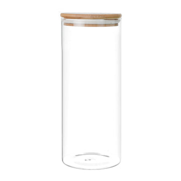 O'lala - Glass Jar with Wooden Cover - White - 10x24cm - 520008046