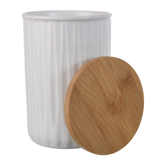 O'lala - Ceramic Jar with Wooden Cover - White - 9x14cm - 520008058