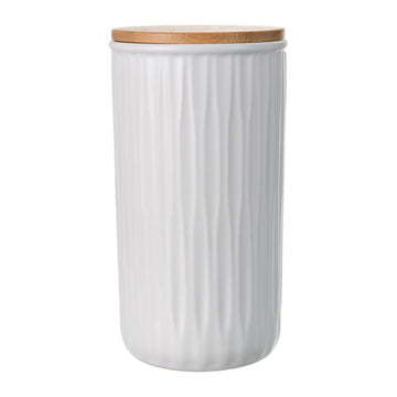 O'lala - Ceramic Jar with Wooden Cover - White - 10x18cm - 520008060
