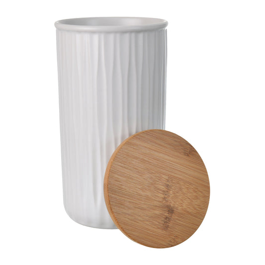 O'lala - Ceramic Jar with Wooden Cover - White - 10x18cm - 520008060