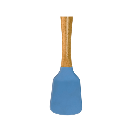 Tessie & Jessie - Silicone Serving Skimmer With Wooden Handle - Blue - 32x8cm - 520008083