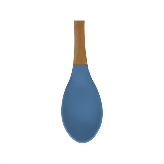Tessie & Jessie - Silicone Serving Spoon With Wooden Handle - Blue - 35x8cm - 520008086