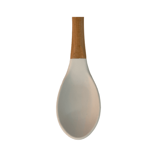 Tessie & Jessie - Silicone Serving Spoon With Wooden Handle - White - 35x8cm - 520008087