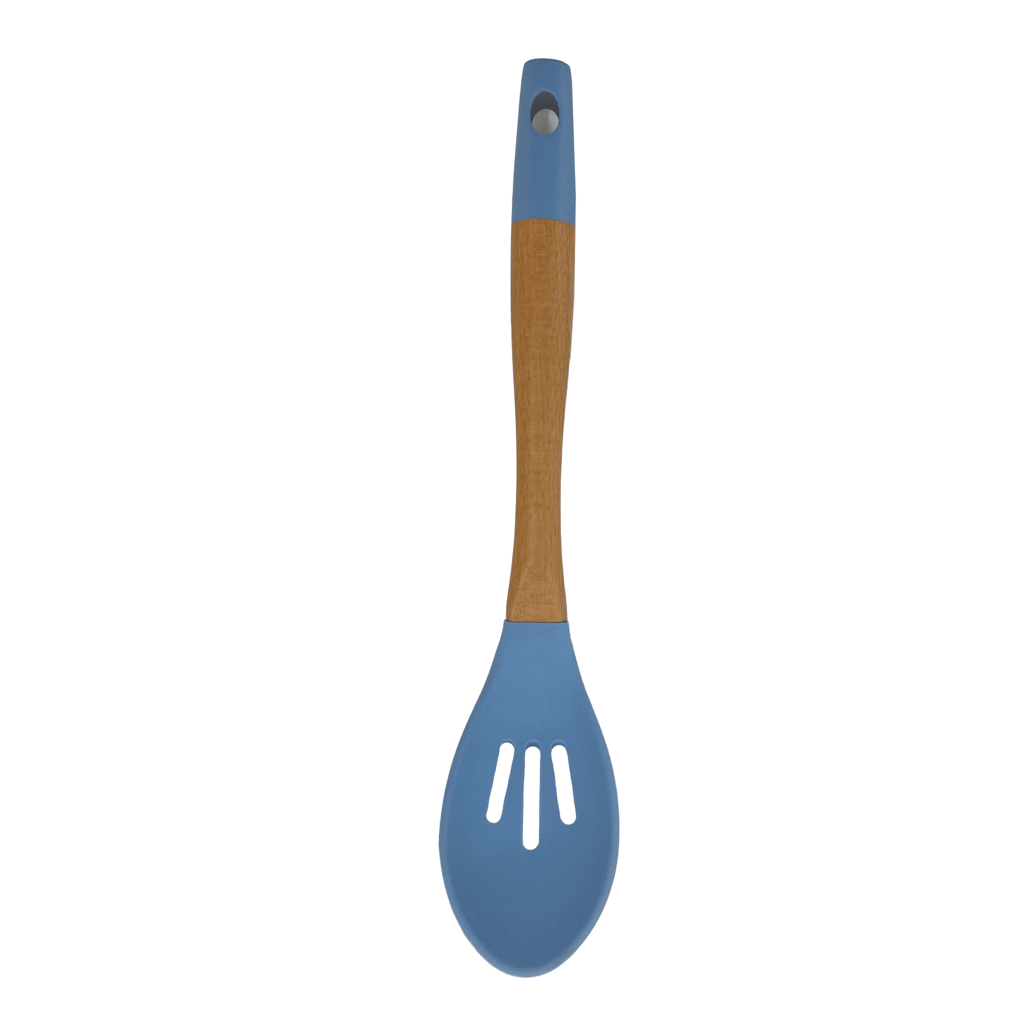Tessie & Jessie - Silicone Serving Spoon With Wooden Handle - Blue - 35x8cm - 520008088