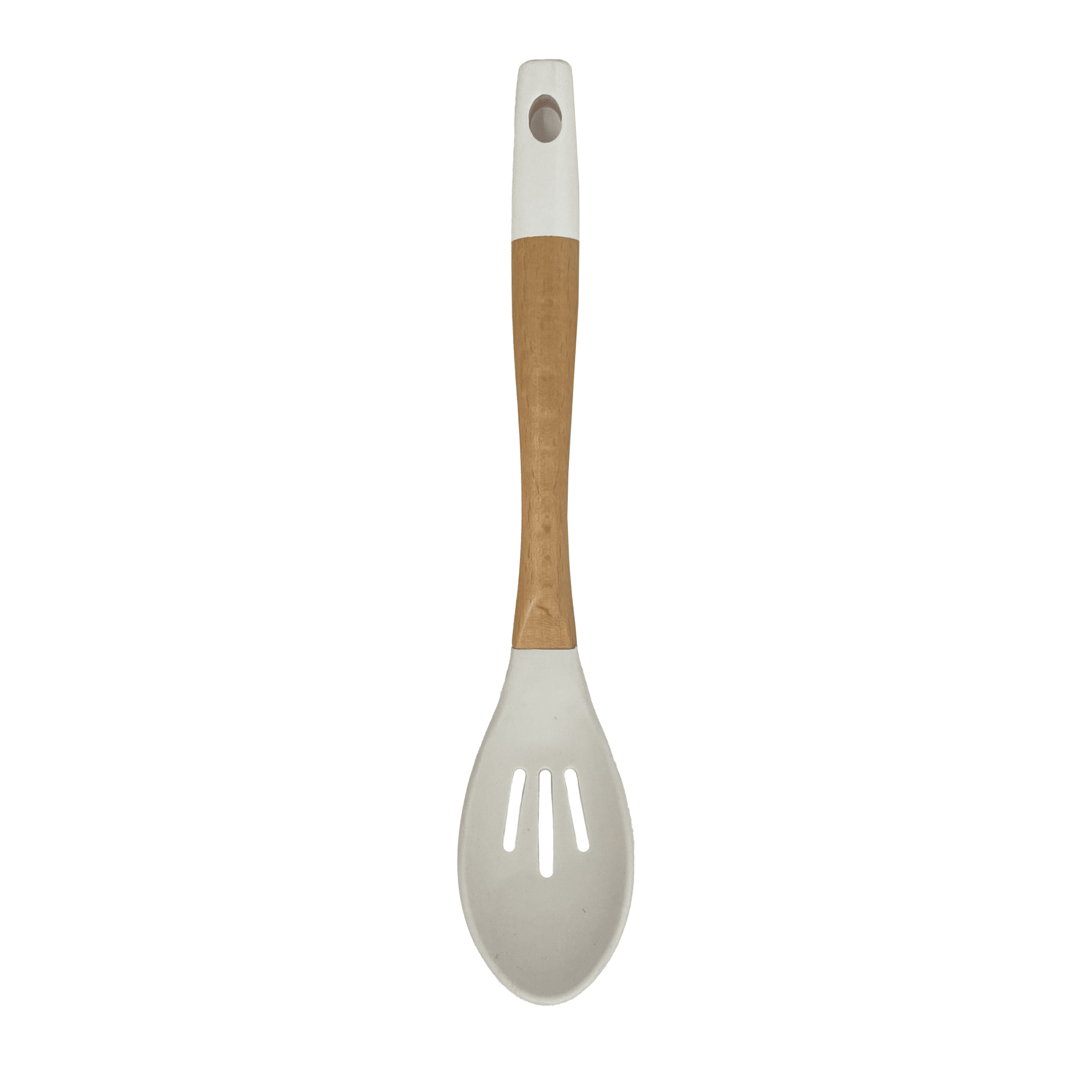 Tessie & Jessie - Silicone Serving Spoon With Wooden Handle - White - 35x8cm - 520008089