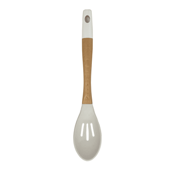 Tessie & Jessie - Silicone Serving Spoon With Wooden Handle - White - 35x8cm - 520008089