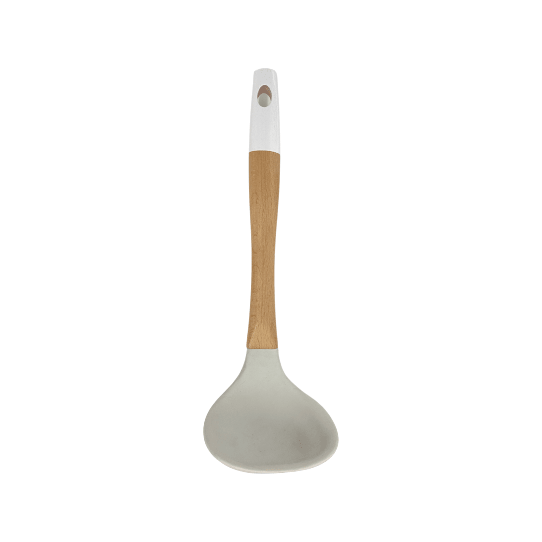 Tessie & Jessie - Silicone Soup Ladle With Wooden Handle - White - 35x8cm - 520008093