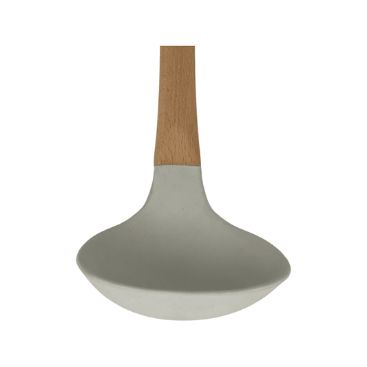 Tessie & Jessie - Silicone Soup Ladle With Wooden Handle - White - 35x8cm - 520008093