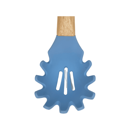 Tessie & Jessie - Silicone Spaghetti Spoon With Wooden Handle - Blue - 35x8cm - 520008094