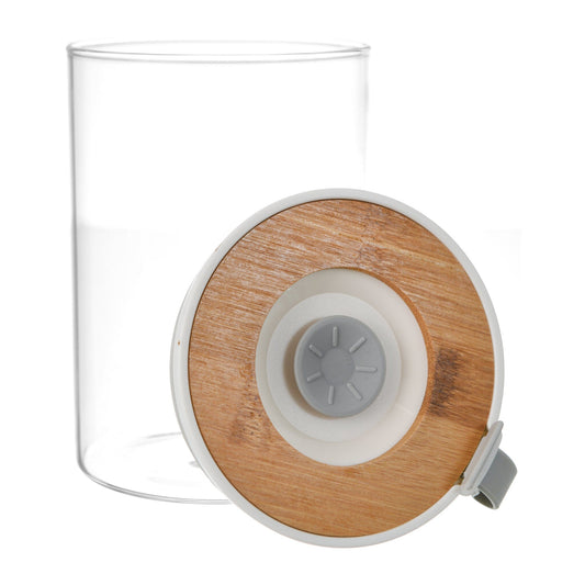 O'lala - Glass Jar with Bamboo Cover - Grey - 10x14cm - 520008119
