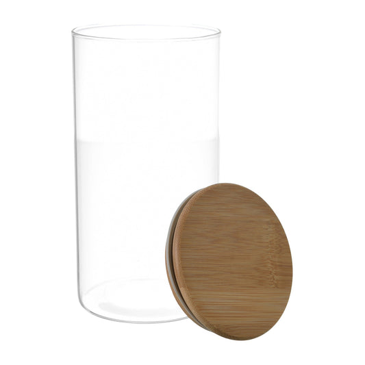 O'lala - Glass Jar with Wooden Cover - Grey - 10x19cm - 520008042