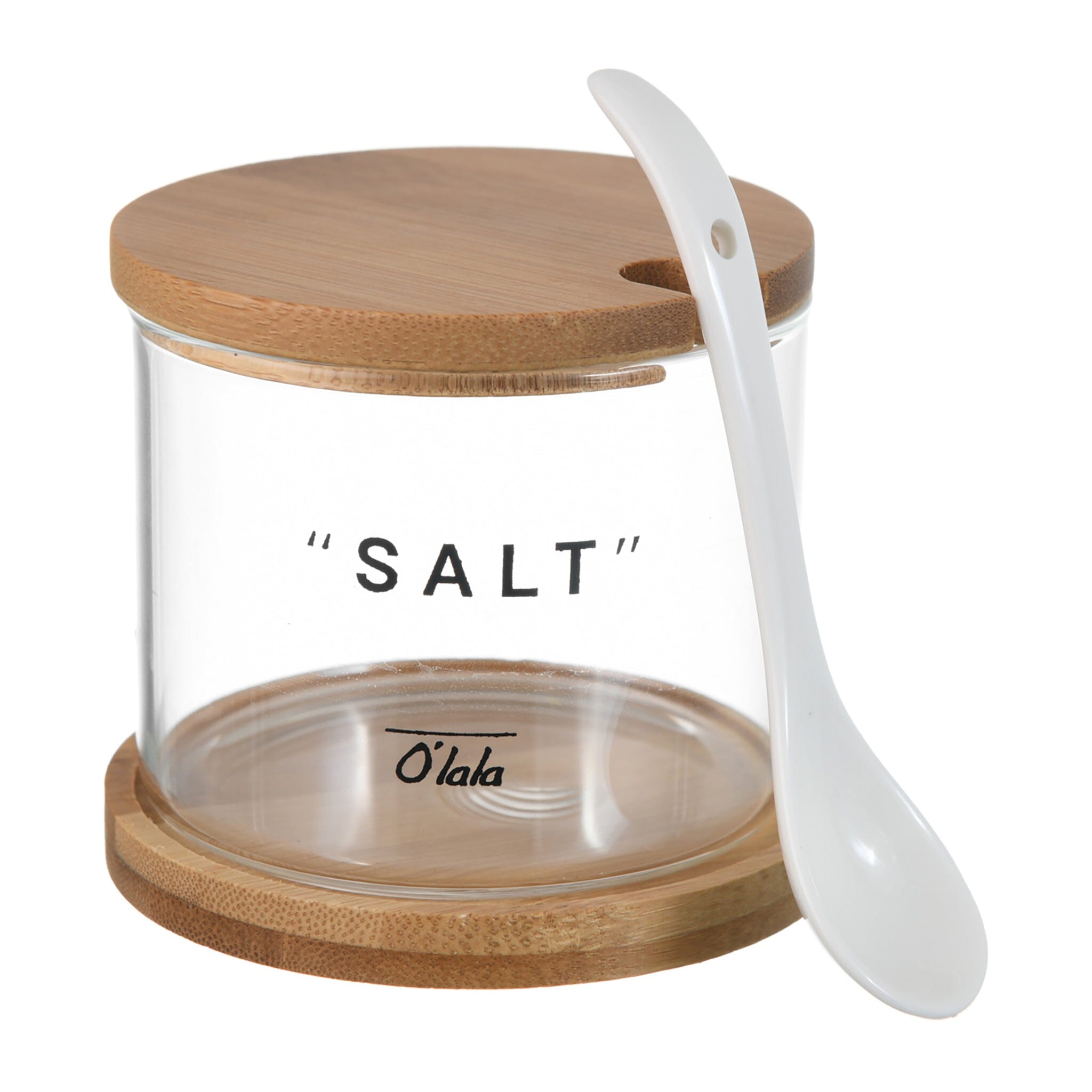 O'lala - Salt Jar with Wooden Cover & Spoon - 8x8cm - 520008147