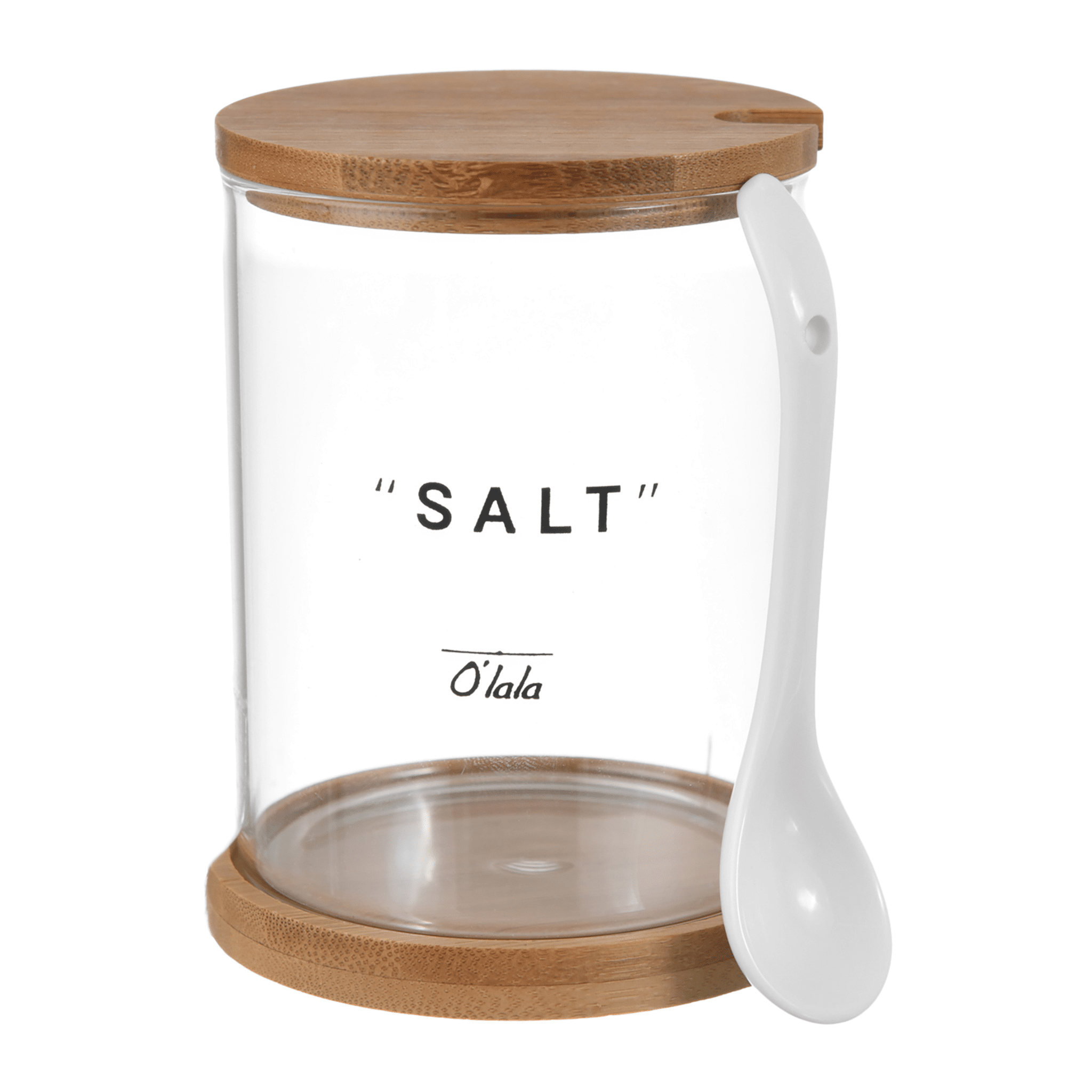 O'lala - Salt Jar with Wooden Cover & Spoon - 8x10cm - 520008149