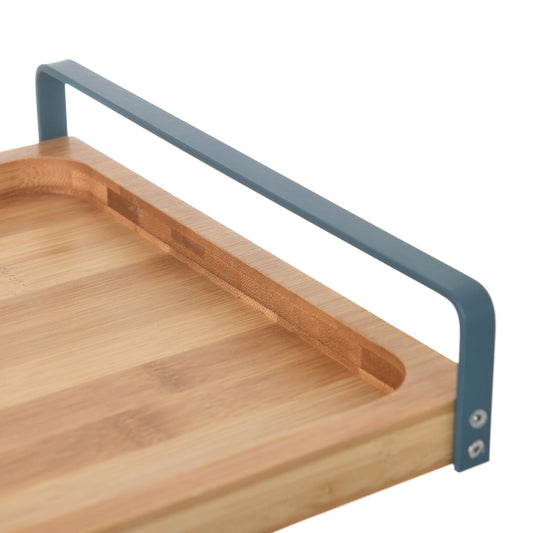 O'lala - Rectangular Wooden Tray With Metal Handle - Petroleum Blue - 24x34cm - 520008170