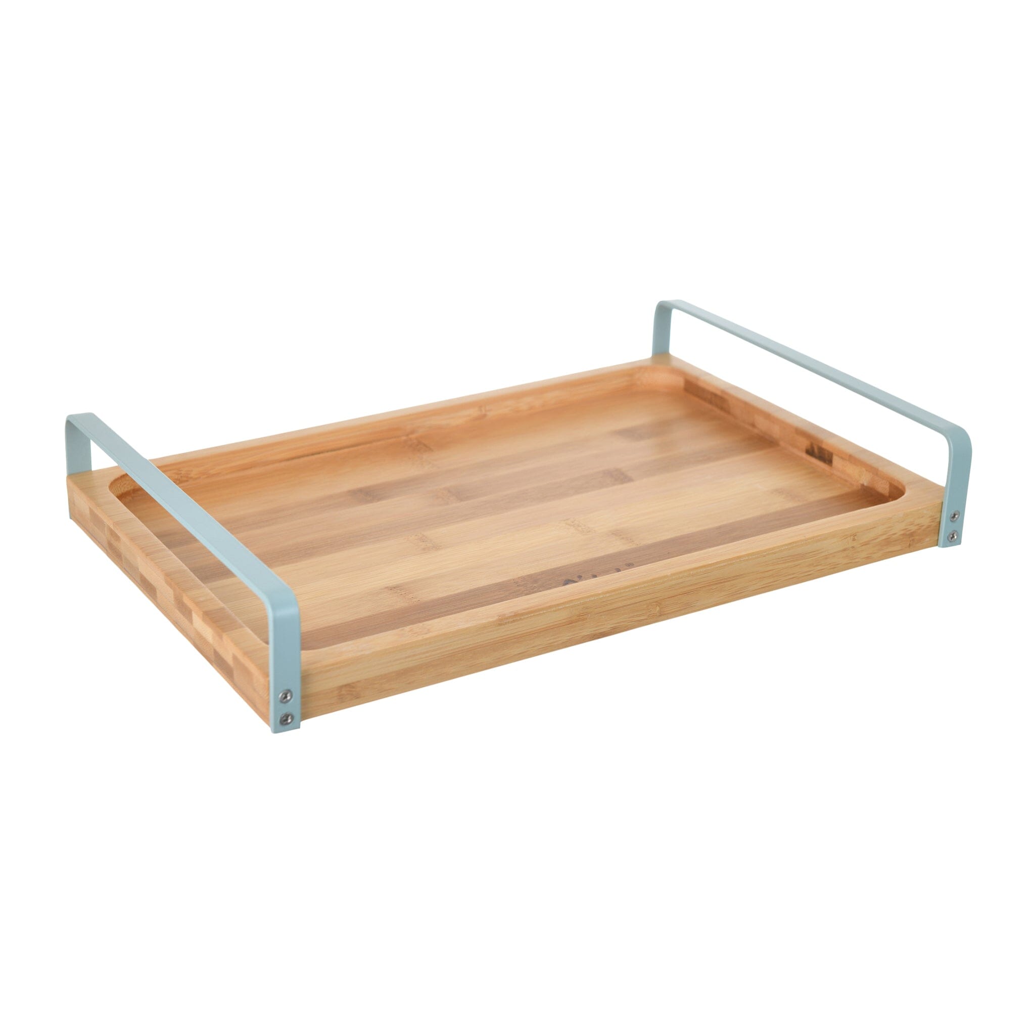 O'lala - Rectangular Wooden Tray With Metal Handle - Light Blue - 24x34cm - 520008171