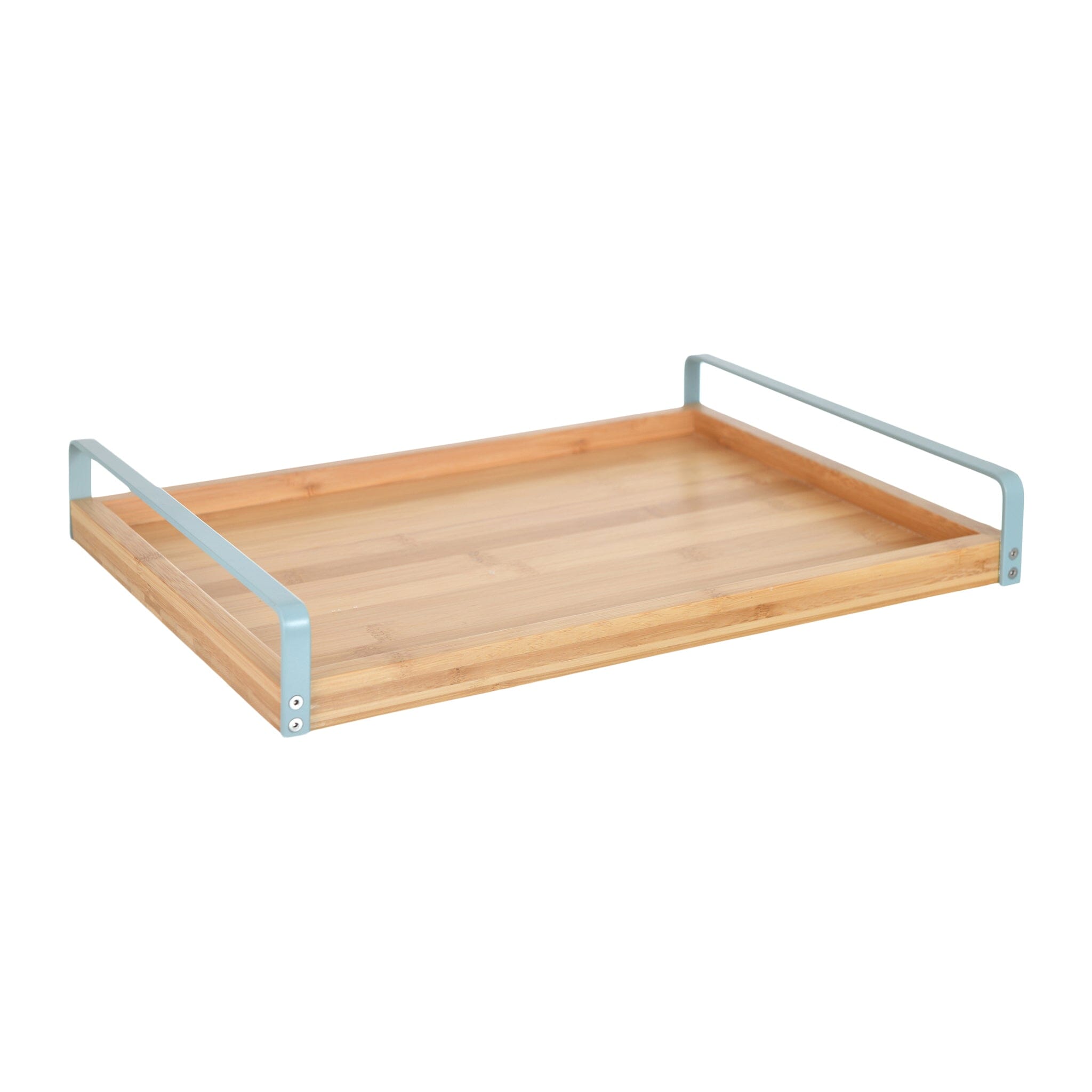 O'lala - Rectangular Wooden Tray With Metal Handle - Light Blue - 28x38cm - 520008173