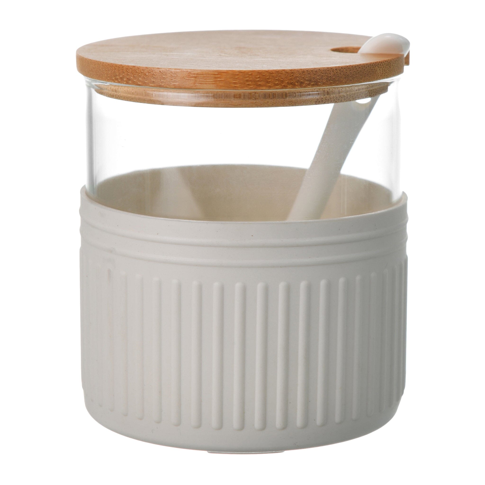 O'lala - Spices Jar with Wooden Cover, Spoon & Silicone Cover - White - 8x10cm - 520008181