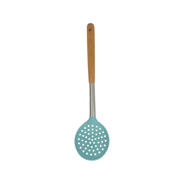 Cook Style - Silicone Kitchen Food Skimmer With Wooden Handle - Mint Green - 35x8cm - 520008214