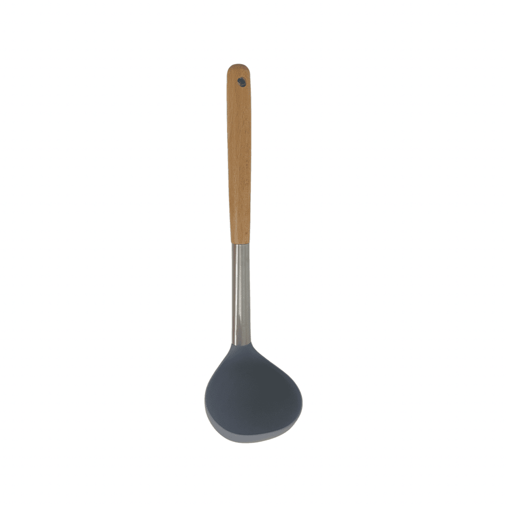 Cook Style - Silicone Kitchen Soup Ladle With Wooden Handle - Grey - 35x8cm - 520008215