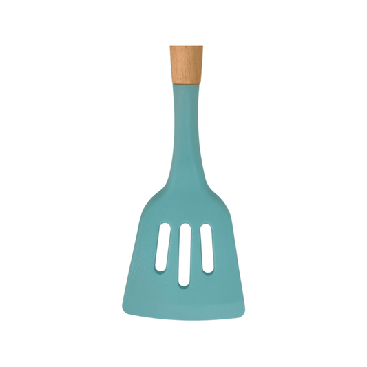 Cook Style - Silicone Kitchen Food Skimmer With Wooden Handle - Mint Green - 35x8cm - 520008224